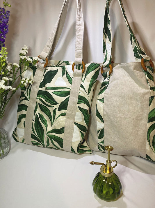 Tote-bag Feuilles "Jardin Fleuri"